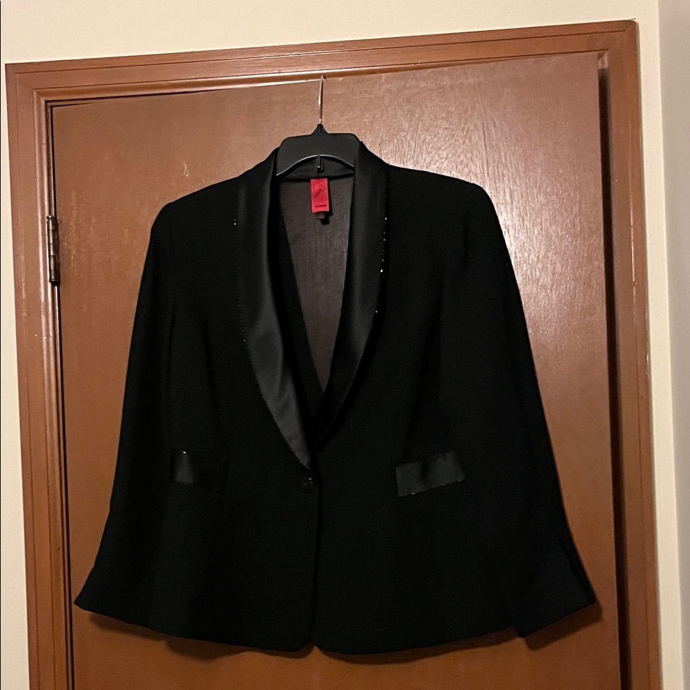 Studio Women's Black Blazer with Satin Trim